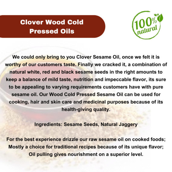 CLOVER Sesame Oil – Cold Pressed - Image 2